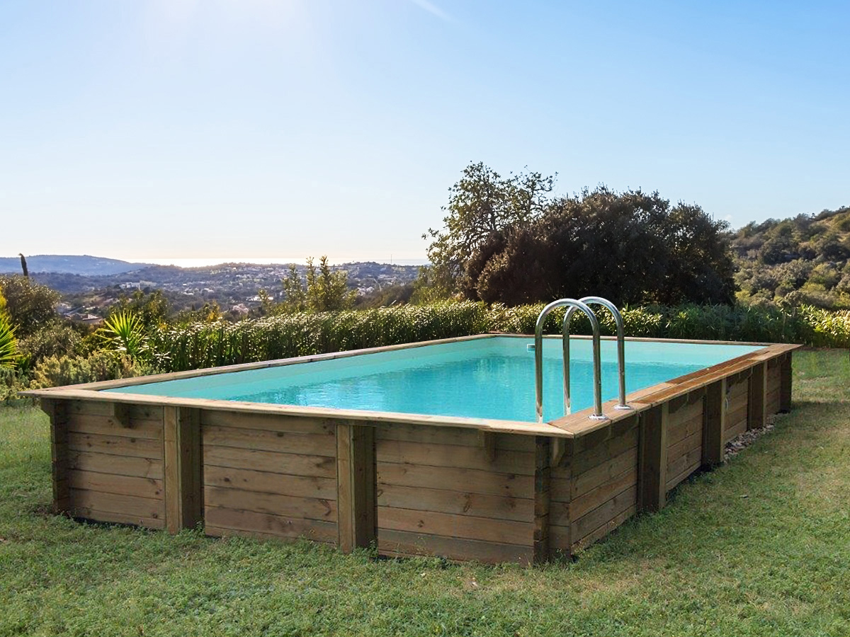 Piscine Bois En Kit Rectangle &quot; Tampa &quot; - 7.20 X 4.20 X 1.44 ... dedans Habitat Et Jardin Piscine