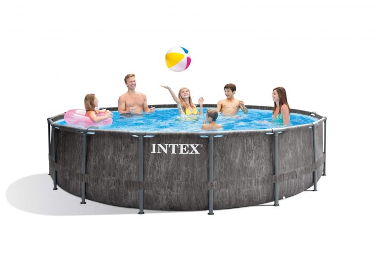 Piscine Intex 26742 Piscine Hors-Sol À Cadre Rond En Bois Gris 457X122 intérieur Piscine Intex 457X122