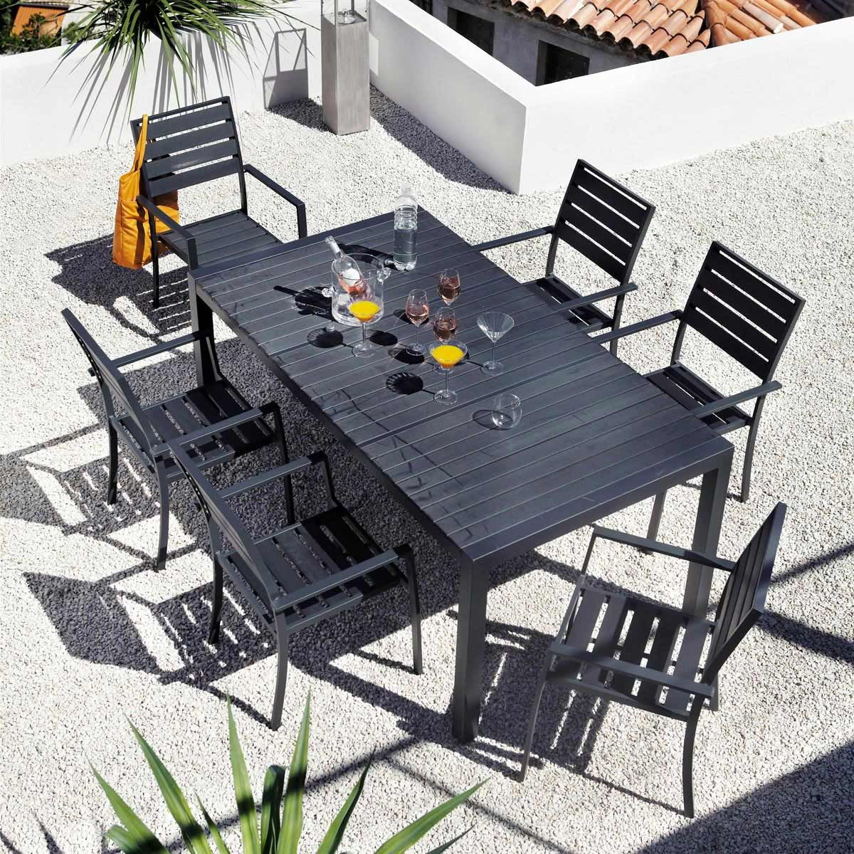 Poltrona Color Antracite Da Giardino In Alluminio | Maisons ... concernant Table Jardin Maison Du Monde