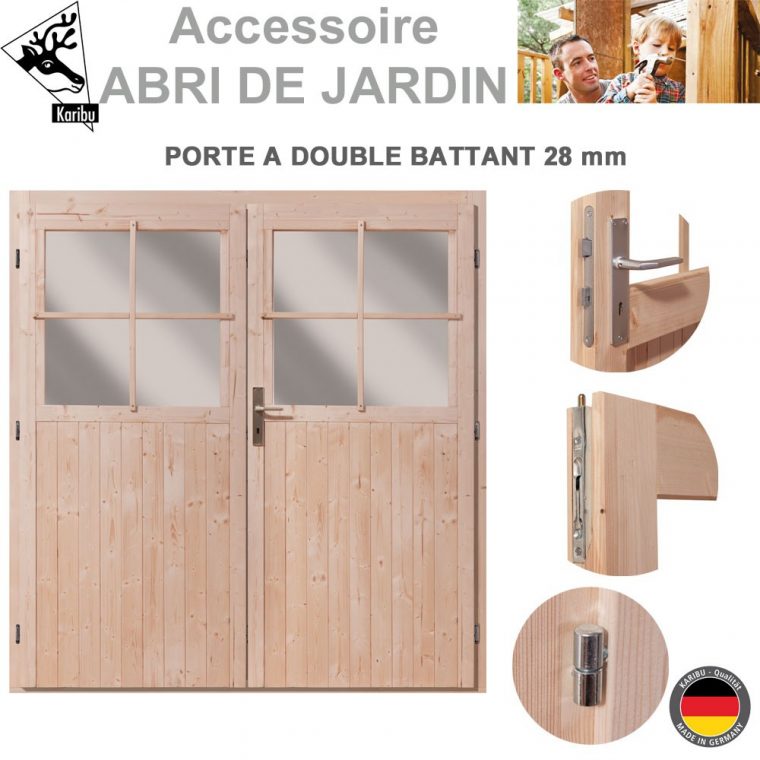 Porte Double 28 Mm Pour Abri De Jardin Bois serapportantà Porte Abris De Jardin En Bois