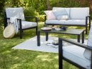 Salon Bas De Jardin Blooma Jaz Aluminium Gris 4 Personnes En ... concernant Meuble De Jardin Castorama