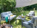 Salon Bas De Jardin Blooma Nymark Aluminium Gris 5 Personnes ... encequiconcerne Salon Jardin Aluminium Castorama