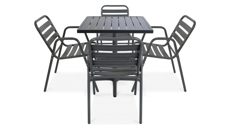 Salon De Jardin Bistrot Gris + 4 Chaises En Aluminium | Chelsea tout Salon De Jardin Style Bistrot Salon De Jardin Bistrot Gris + 4 Chaises En Aluminium | Chelsea tout Salon De Jardin Style Bistrot