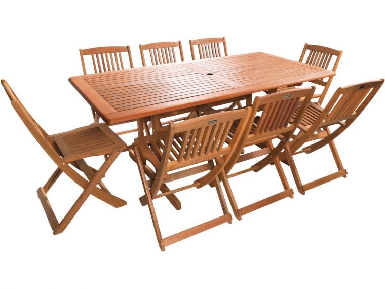 Salon De Jardin Bois Exotique &quot;hongkong 8&quot; - Table Pliante + ... avec Table De Jardin Pliante En Bois