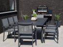 Salon De Jardin Capri Extensible En Textilène Gris 8 Places - Aluminium  Anthracite dedans Table De Jardin Grise