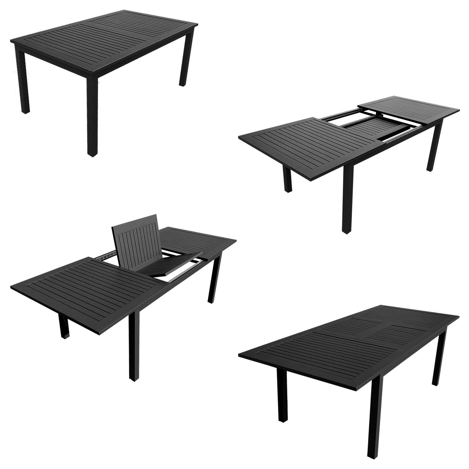 Salon De Jardin Capri Extensible En Textilène Gris 8 Places - Aluminium  Anthracite tout Table De Jardin En Aluminium Avec Rallonge