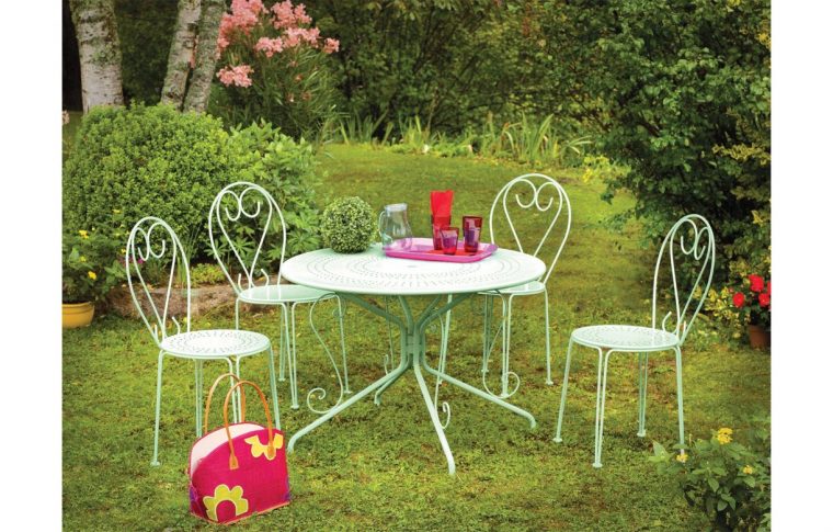 Salon De Jardin En Métal Couleur Tilleul Liam - Decome Store concernant Salon De Jardin Métal Coloré Salon De Jardin En Métal Couleur Tilleul Liam - Decome Store concernant Salon De Jardin Métal Coloré