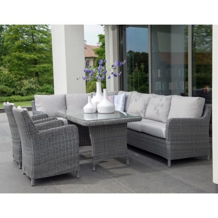 Salon De Jardin En Résine Tressée Avec Canapé D'angle Deux ... concernant Cdiscount Salon De Jardin Salon De Jardin En Résine Tressée Avec Canapé D'angle Deux ... concernant Cdiscount Salon De Jardin