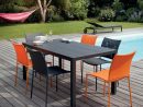 Salon De Jardin Globe : Table Aluminium + 6 Chaises Gris/orange pour Table Et Chaise De Jardin En Aluminium