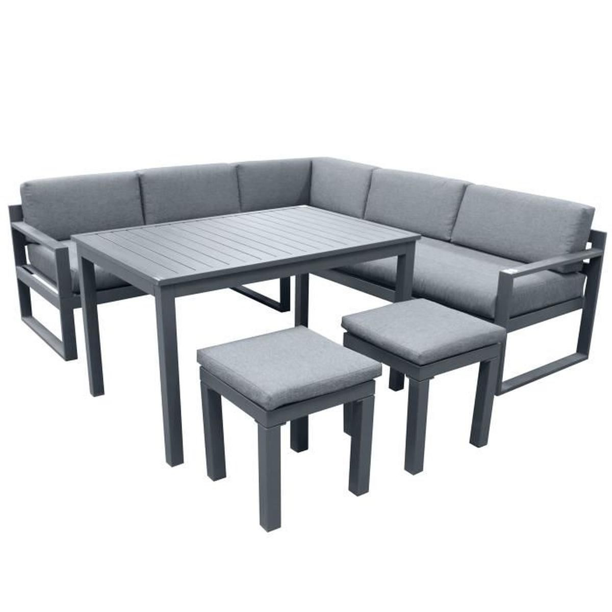 Salon De Jardin Gris 8 Places Assises Avec 1 Table Haute + 2 ... avec Cdiscount Table De Jardin