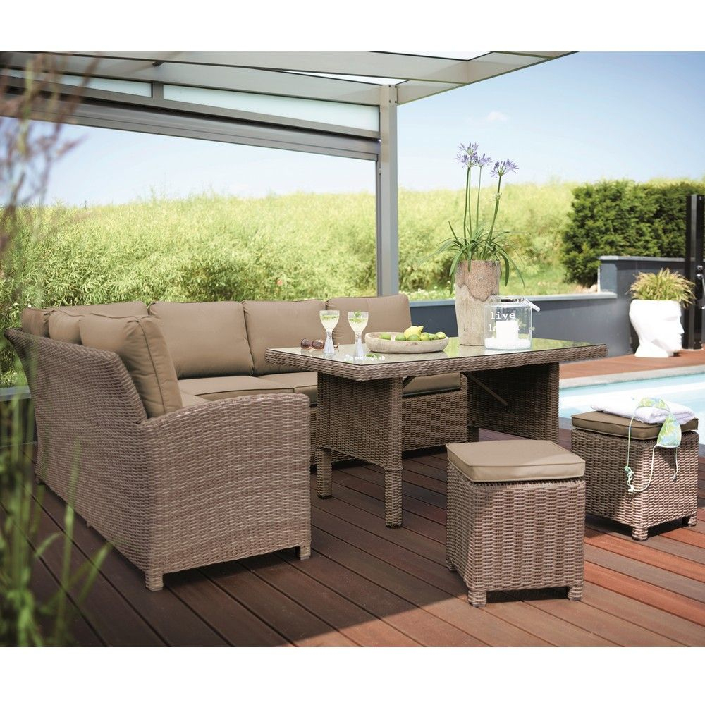 Salon De Jardin Kettler Marbella Résine : Canapé + Table + 2 Tabourets avec Kettler Mobilier De Jardin