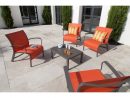 Salon De Jardin Lounge Linea : Table Basse + 4 Fauteuils  Aluminium/textilène Paprika pour Salon De Jardin Textilene