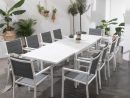 Salon De Jardin Venezia Extensible En Textilène Gris 10 Places - Aluminium  Blanc pour Salon De Jardin Plastique Blanc