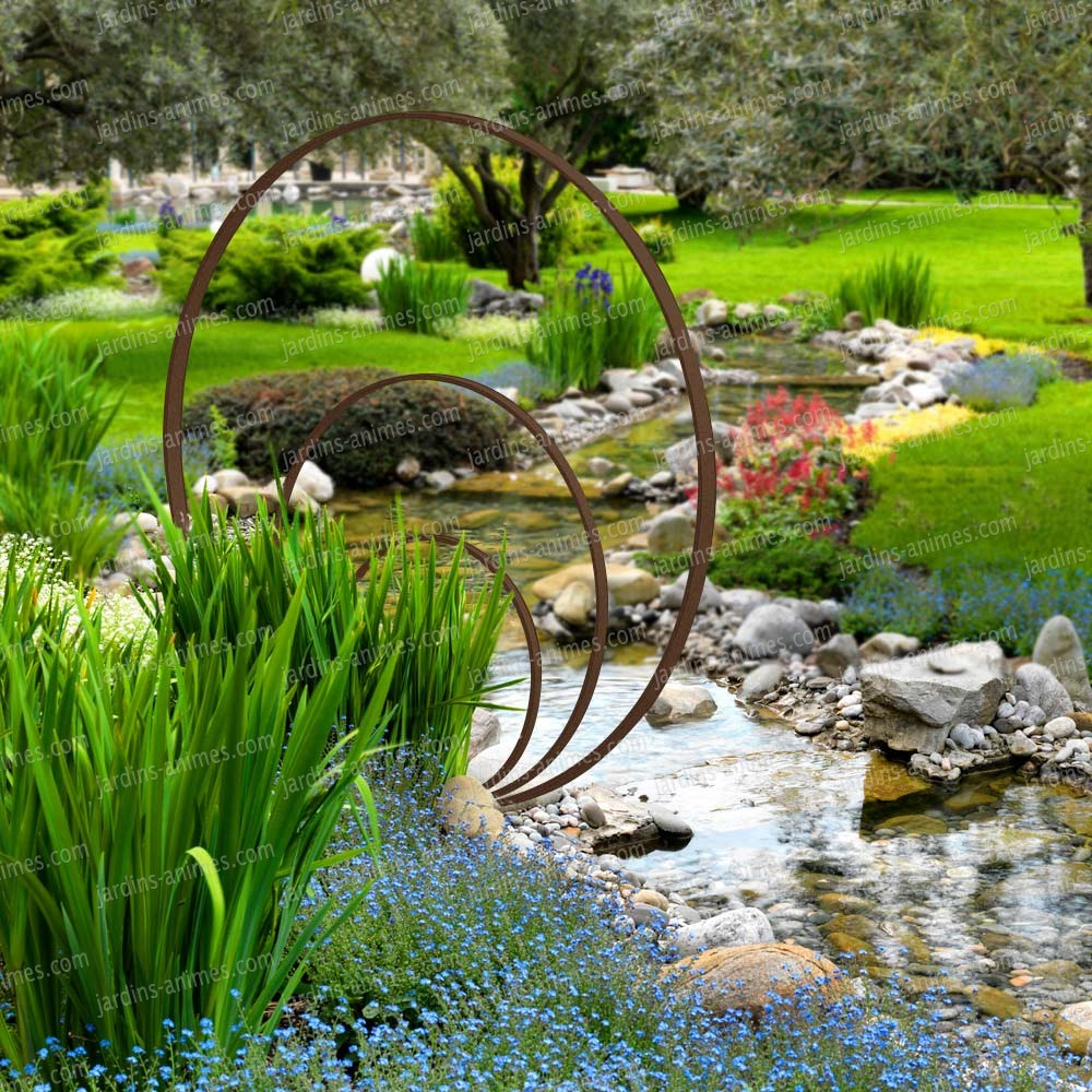 Sculpture De Jardin Ronde - Anneaux De Fer Concentriques dedans Fer Forgé Jardin Décoration