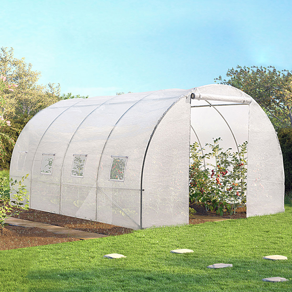 Serre De Jardin Tunnel 12 M² Blanche Translucide 3X4 M Idmarket intérieur Serre De Jardin 12M2