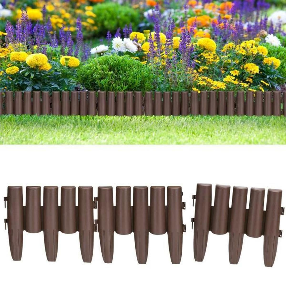 Set Bordure De Jardin, Rebord De Jardin - 8X Palissades = 2 ... serapportantà Bordure Caoutchouc Jardin