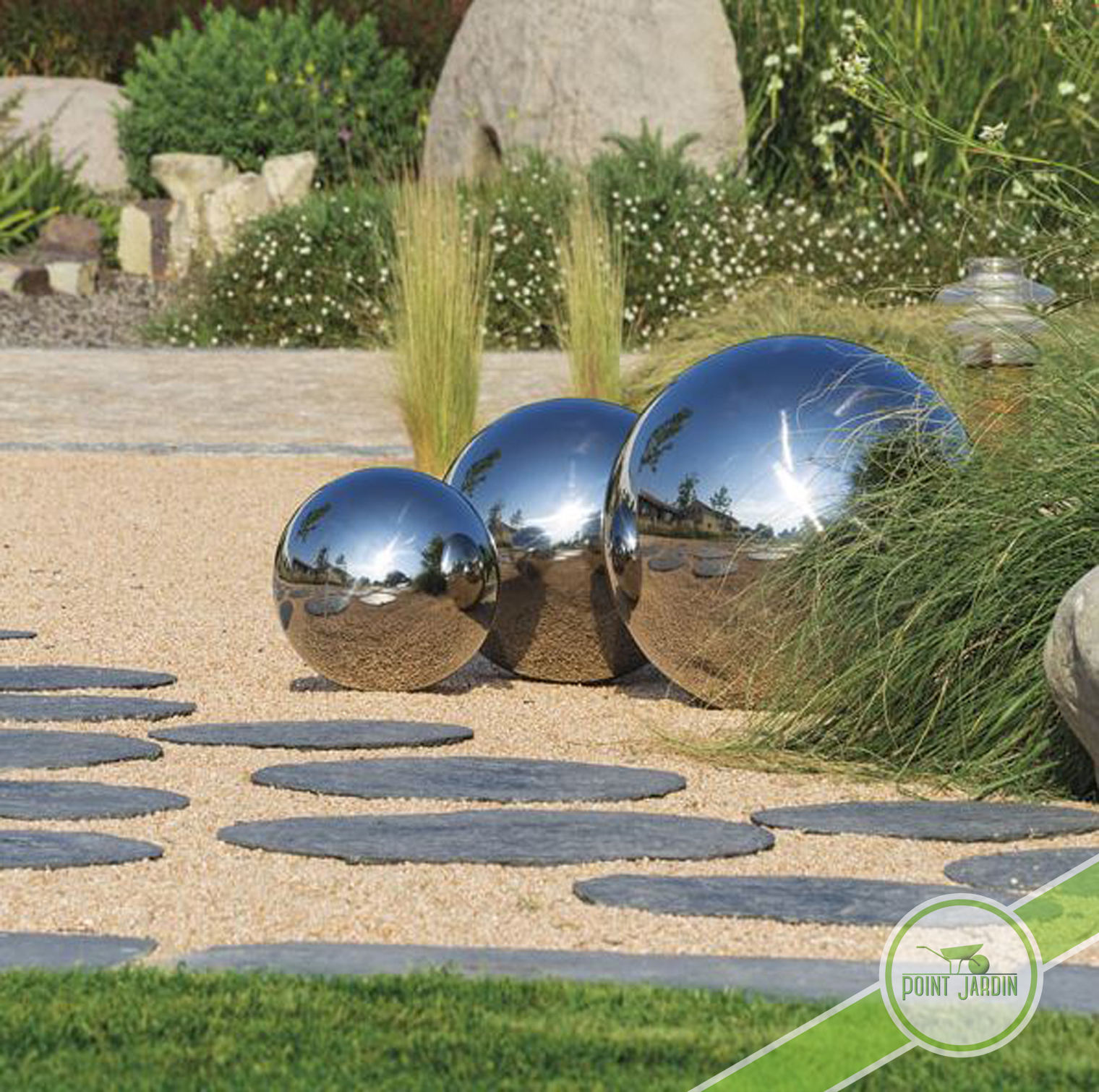 Sphère Inox 30Cm tout Boule Deco Jardin