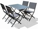 Table + 4 Chaises De Jardin Pliable En Aluminium - Top Déco tout Salon De Jardin Pliant