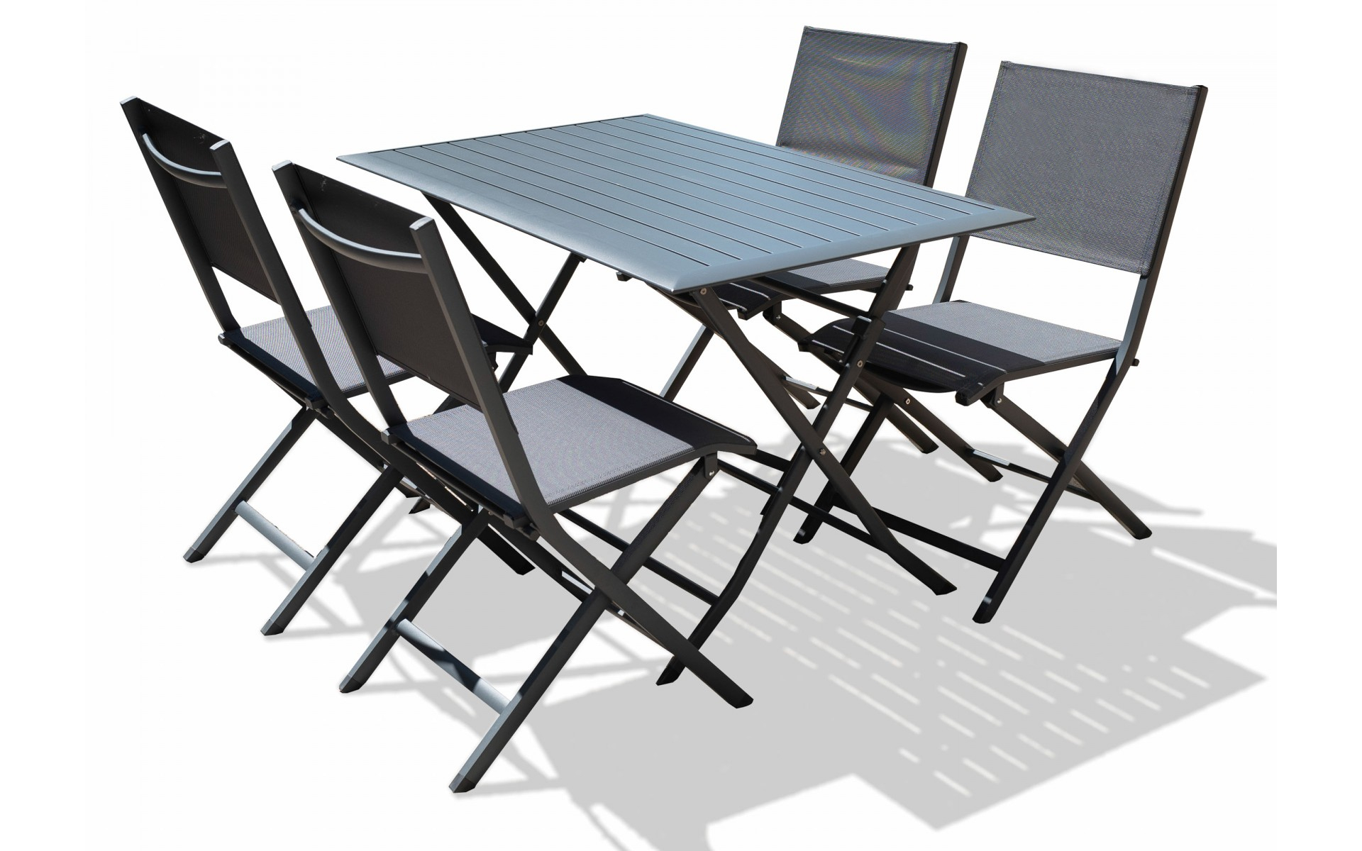 Table + 4 Chaises De Jardin Pliable En Aluminium - Top Déco tout Salon De Jardin Pliant