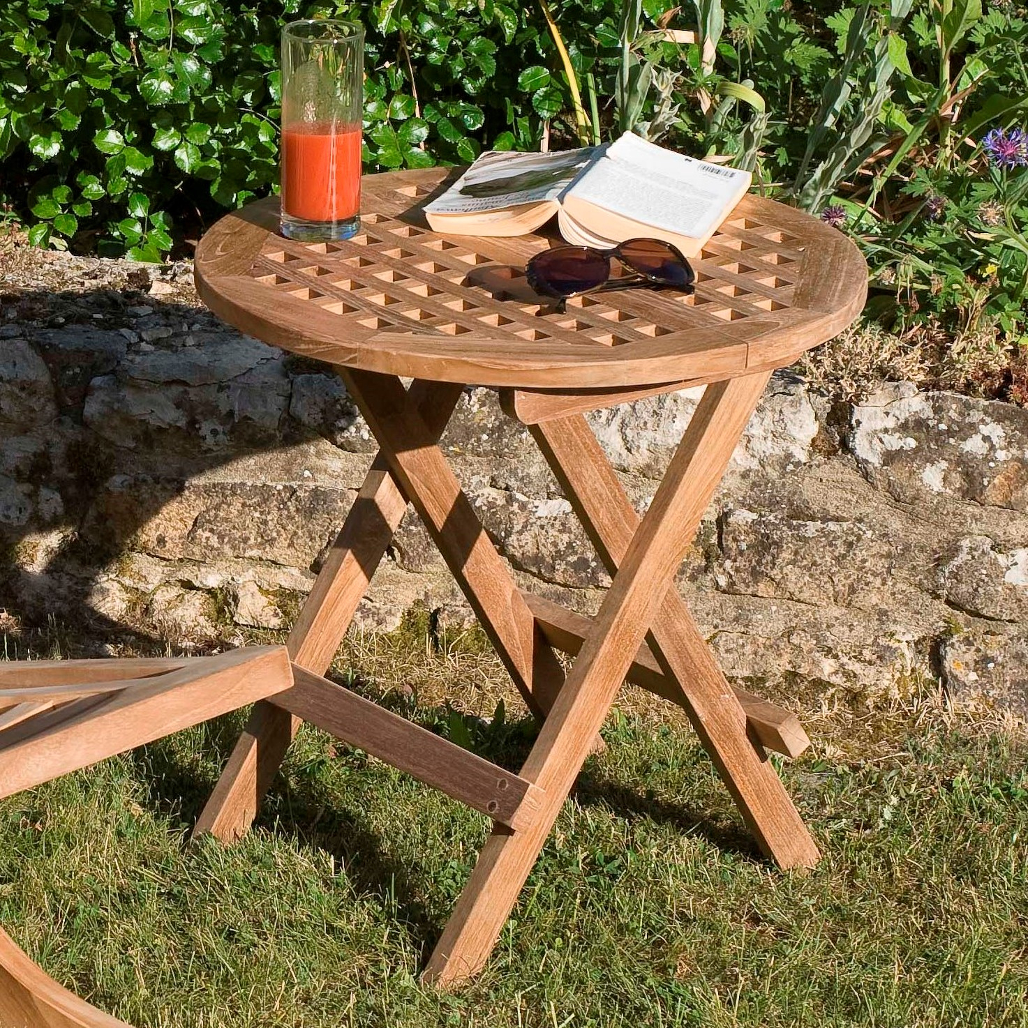 Table D'appoint De Jardin En Teck Ronde Pliante 50Cm Summer avec Petite Table Ronde De Jardin