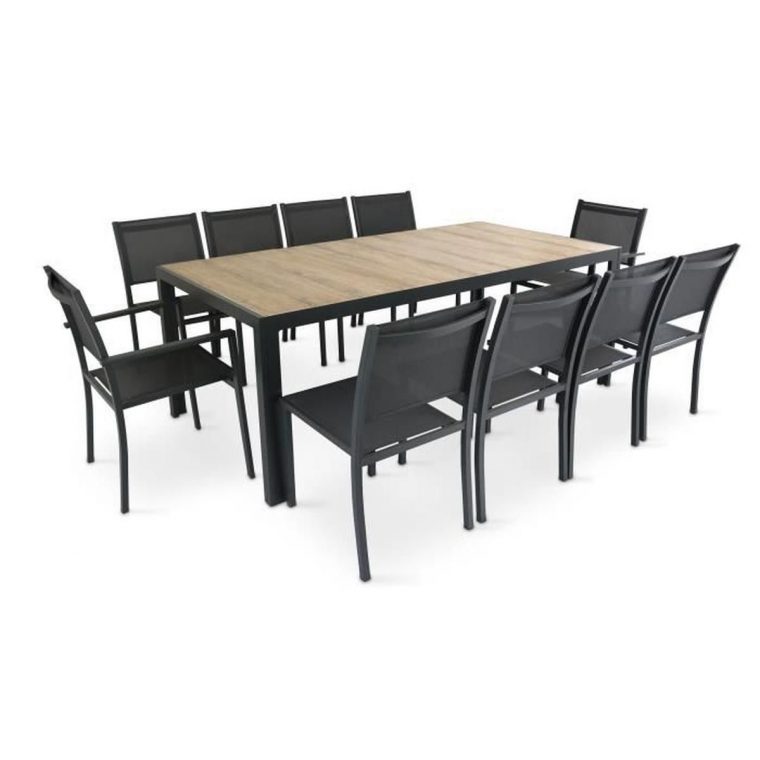 Table De Jardin 10 Places Aluminium Et Céramique - Ensemble ... serapportantà Salon De Jardin 10 Personnes