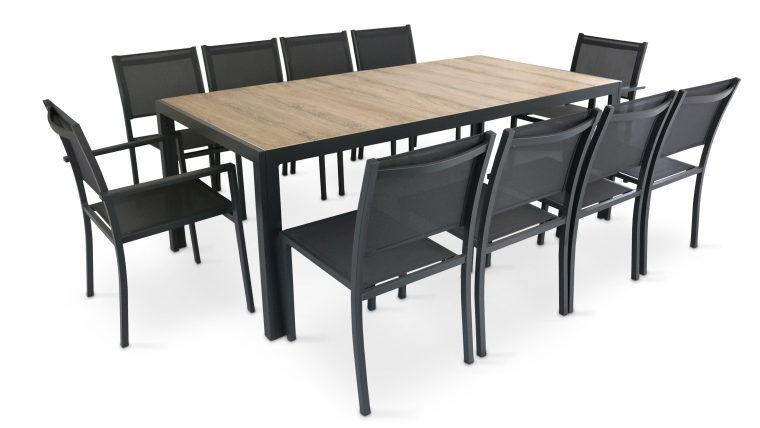 Table De Jardin 10 Places Aluminium Et Céramique | Oviala dedans Promo Table De Jardin