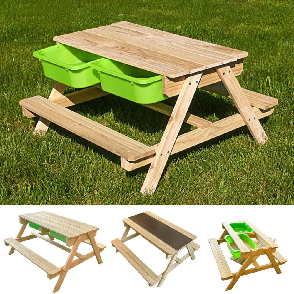 Table De Jardin Bois Avec Bac À Sable Et Eau intérieur Mobilier De Jardin Enfant