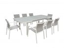 Table De Jardin Extensible Nice 180/240Cm En Aluminium Blanc Gris Et  Plateau Verre Blanc Gris destiné Table De Jardin En Aluminium Extensible
