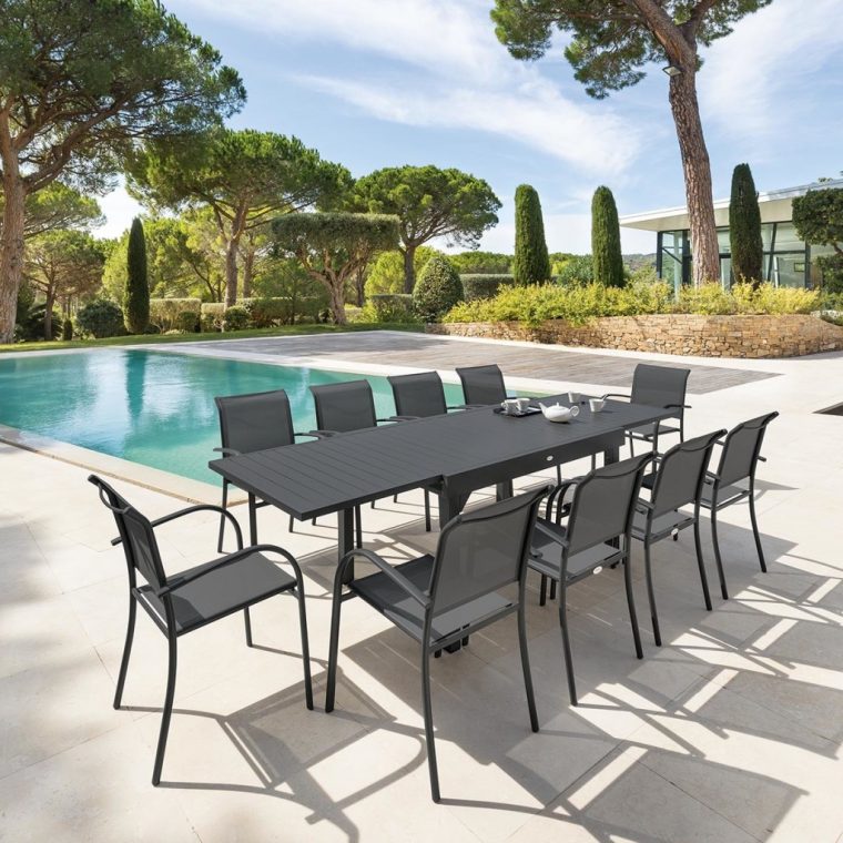 Table De Jardin Extensible Piazza Graphite encequiconcerne Table Jardin Hesperide