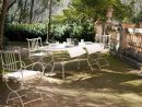 Table De Jardin Ovale, En Fer Forgé Et Imitation Bois Werzalit®,  Personnalisable De La Collection Tesselles dedans Mobilier De Jardin En Fer Forgé