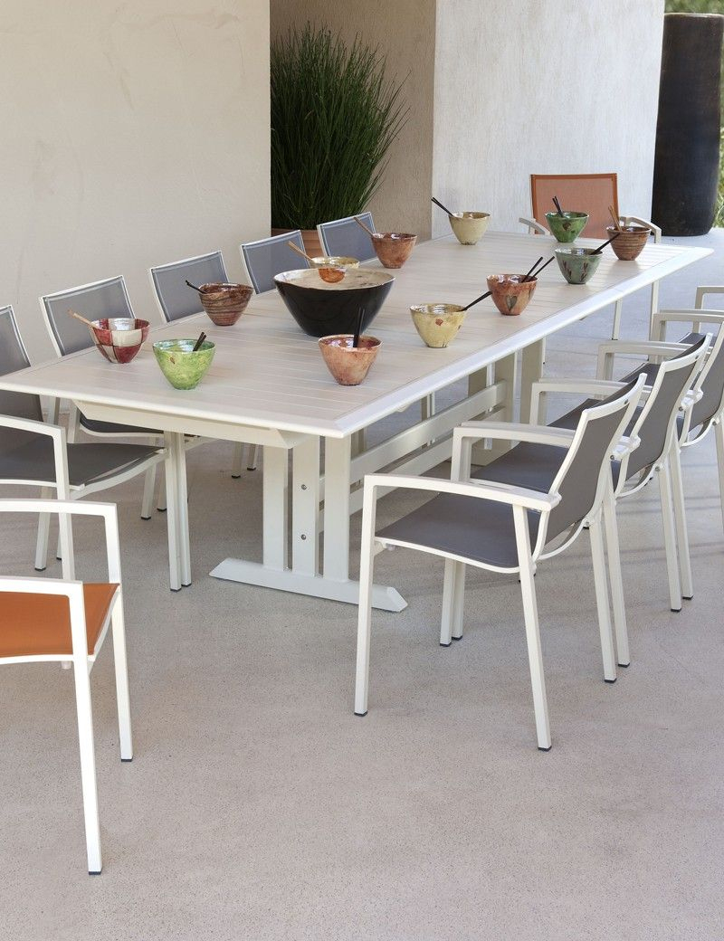 Table Extensible Blanc 100% Alu - Les Jardins Vente Privée ... intérieur Vente Privee Table De Jardin