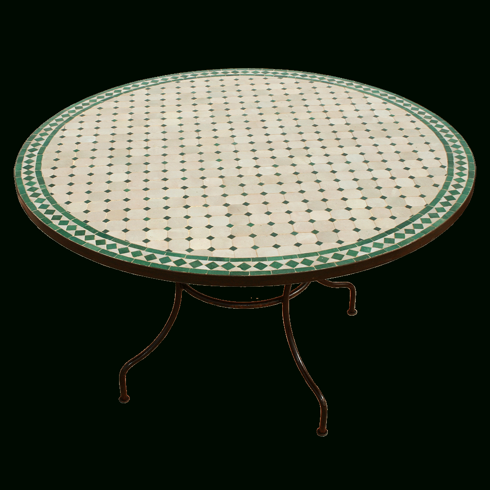 Table Mosaique Zellige Ronde Pied Fer Forge Table Jardin ... dedans Table De Jardin En Ceramique Ronde