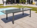 Table Salon De Jardin Extensible En Alu/verre Pour 12 Personnes Dcb Garden  Tolede Gris Anthracite à Salon De Jardin Aluminium Et Composite