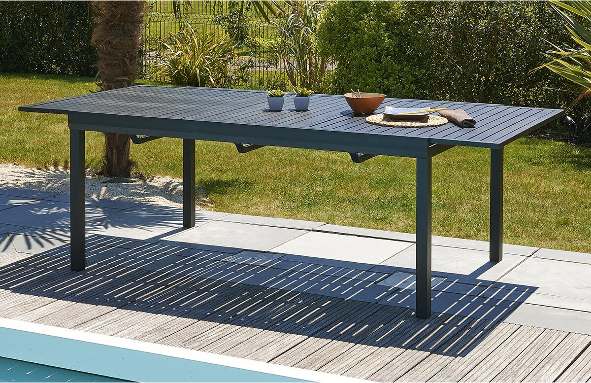 Table Salon De Jardin Extensible En Aluminium Pour 8 Personnes Dcb Garden  Miami encequiconcerne Table De Jardin En Aluminium Avec Rallonge