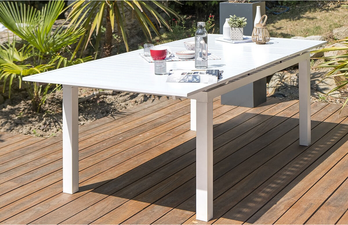 Table Salon De Jardin Extensible En Aluminium Pour 8 Personnes Dcb Garden  Mykonos destiné Table De Jardin En Aluminium Extensible