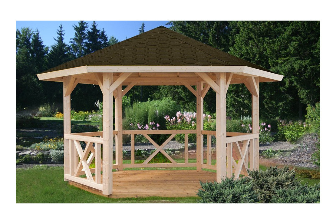 Tonnelle Gloriette 1 - 10M² Intérieur - Poteaux 14 X 14 concernant Kiosque De Jardin En Bois Pas Cher