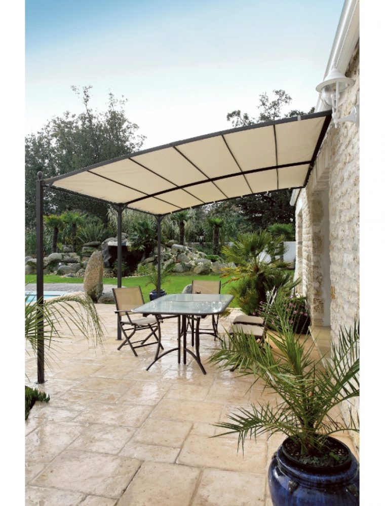 Tonnelle Vision Adossée Gris Royal 3X4 M à Tonnelle De Jardin Adossée