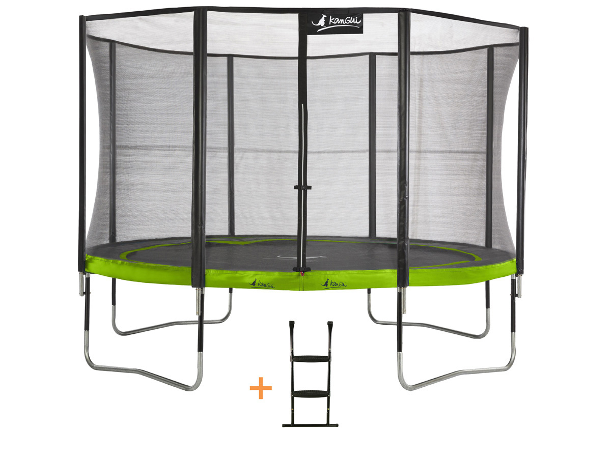 Trampoline &quot;punchi 360 Aloe&quot; - Filet + Échelle - 4 Pieds ... dedans Trampoline Habitat Et Jardin