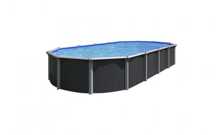 Trigano Piscine Métal Hors Sol Osmose 7,60 X 3,95 X 1,32 M Gris Anthracite dedans Piscine Metal Hors Sol