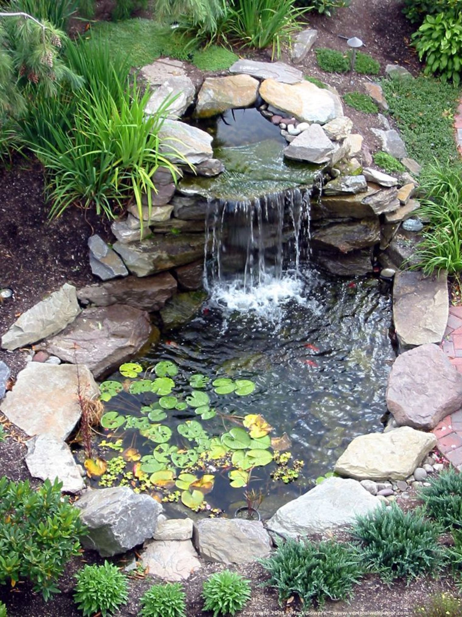 Une Cascade D'eau Dans Un Bassin De Jardin Parfaitement ... intérieur Construction D Un Bassin De Jardin Avec Cascade