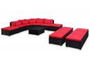 Vidaxl Mobilier De Jardin 9 Pcs Coussins Résine Tressée ... encequiconcerne Salon De Jardin Rouge