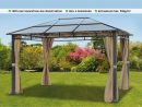 Gartenpavillon 3X4 M Wasserdicht Alu Deluxe Pavillon Partyzelt In Bronze  Lichtdurchlässiges Pc Dach tout Pergola 3X5