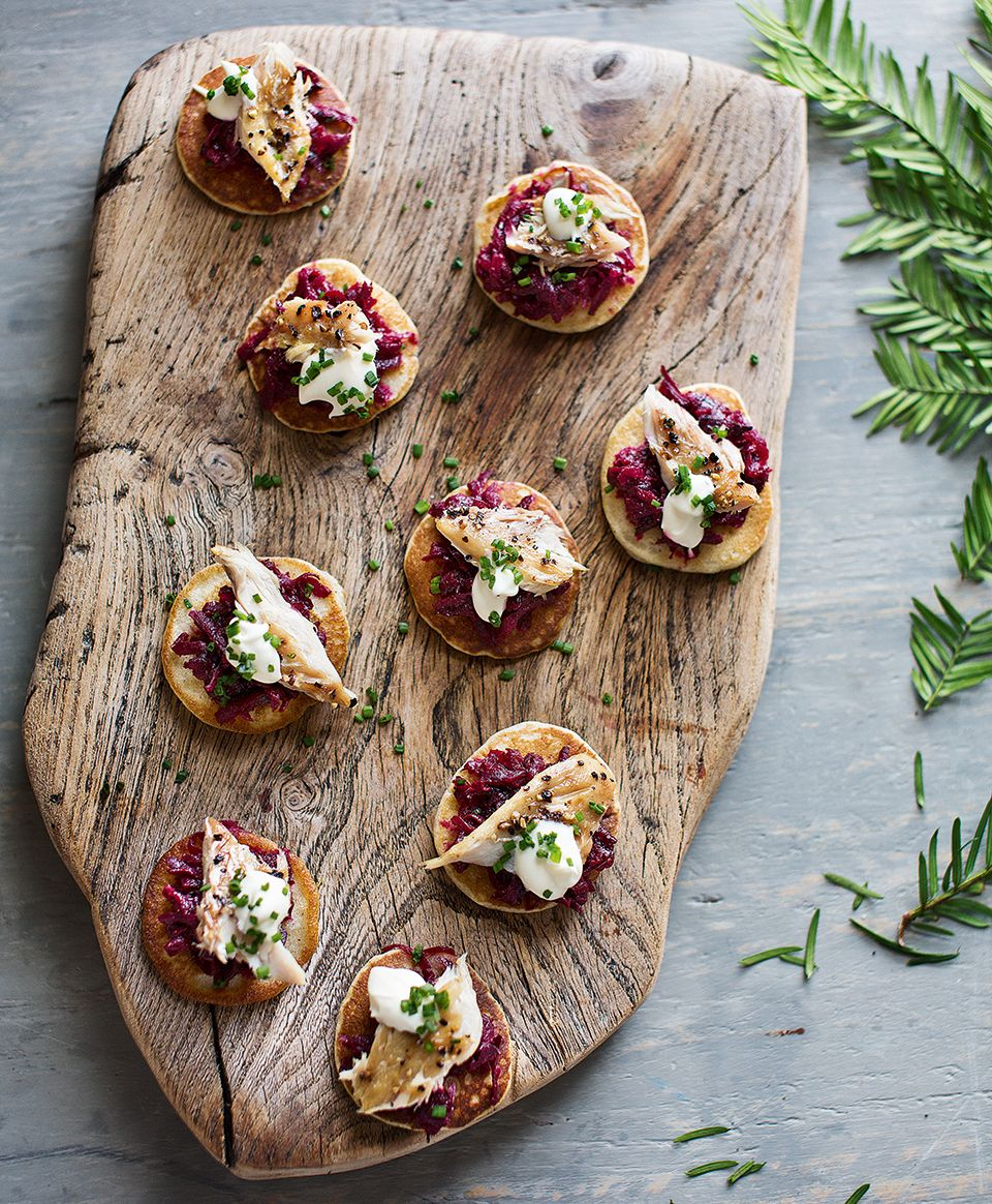 Horseradish Blinis With Buttered Beetroot And Smoked Mackerel intérieur Canapés Slash