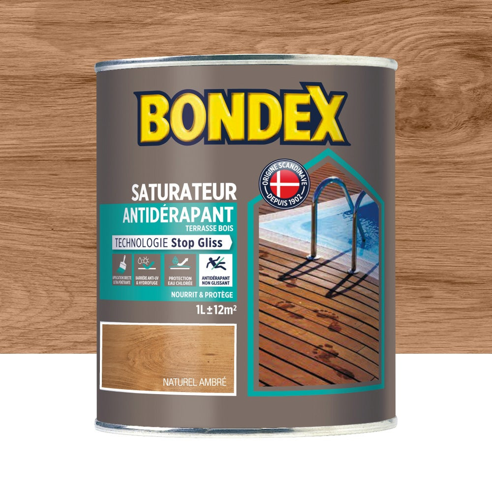 Saturateur Anti-Derapant Terrasse Bondex, Naturel Ambre, Mat 1 L destiné Bondex Saturateur Naturel Ambre