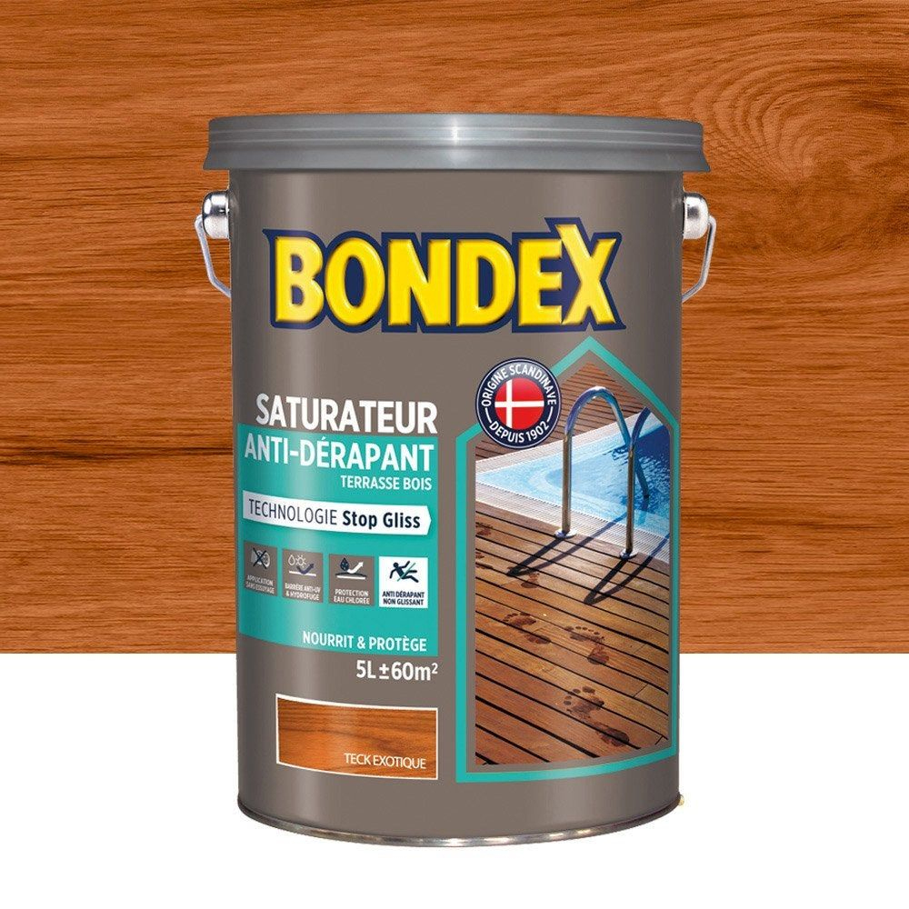 Saturateur Bondex Anti-Derapant Terrasse 5 L, Teck Exotique ... intérieur Bondex Saturateur Naturel Ambre