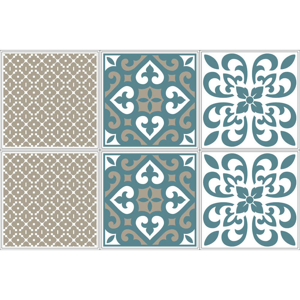 Sticker Imitation Carreau De Ciment 10X10 Cm Bleu Taupe X6 dedans Carreaux De Ciment 10X10