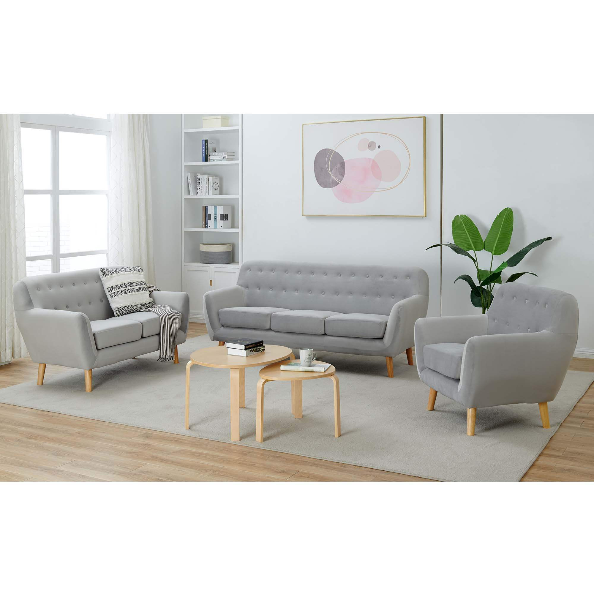 Ensemble Canapé Scandinave 3+2+1 Places Tissu Velours Gris Viky avec Ensemble Canapé Fauteuil Scandinave