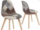 Chaise Patchwork Scandinave Simil Cuir Nada - Lot De 2 ... pour Chaise Scandinave Patchwork But