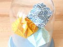 Cloche Origami Diamants Bleu, Jaune, Or - Origami Sous ... à Cloche De Maraîcher En Verre