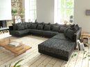 Couch Clovis Xl Schwarz Mit Hocker Wohnlandschaft ... à Sofa Mit Hocker Quinn